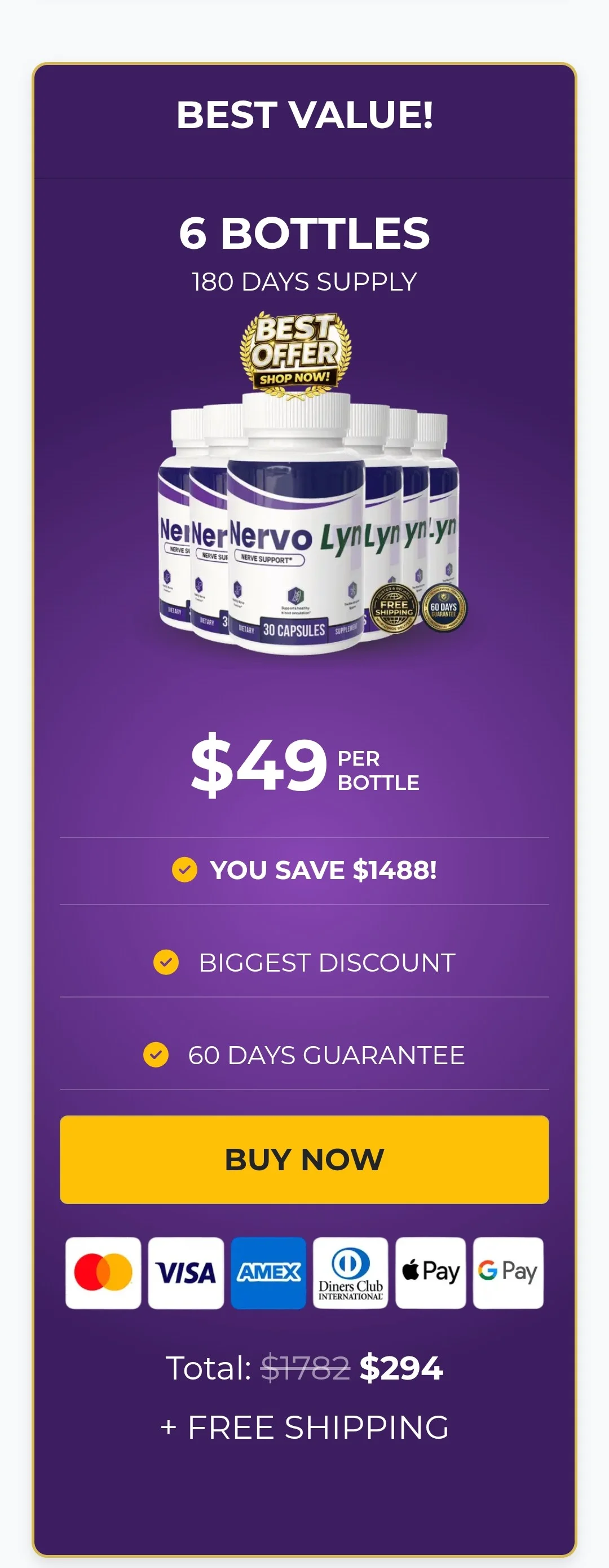 NervoLyn™ 6 bottles pricing